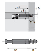 Угвинчуємий дюбель Twister з саморізом DU 243T для Rastex 15 Hettich довжина 20мм
