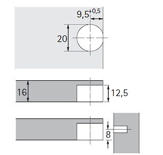 Стяжка полкодержатель​​​​​​ VB 135/16 Hettich, пластмассовая для полок от 16мм, серая