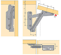 Подъемный механизм для откидных створок Hettich Lift Junior 90° 4,6кг, правый, с регулировкой, для узкого рамочного профиля (1067628)