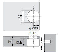 Ексцентриковий полицетримач VB 35/16 Hettich для полиць товщиною 16 мм, нікель