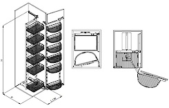 Рамка подвійна висувна Vibo під гратчасті кошики для модуля та фасаду h=1740мм (EDS17008VG)