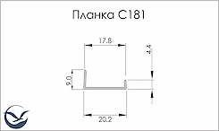 Планка торцева асиметрична алюмінієва для плити 18 мм L=2800мм золото (С181)