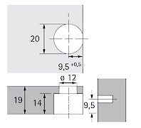 Стяжка VB 35/19 Hettich для полиць товщиною 19 мм, коричнева чорна
