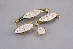 Мебельная ручка Falso Stile РК-287 золото глянцевое/белый