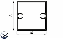 Труба квадратная алюминиевая анодированная 45x45x1.5мм с приливом L= 5000 мм золото, для мебельных конструкций