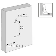 Хрестоподібна монтажна планка Hettich 8099 для Sensys під прикручування з єврогвинтами і ексцентриком, h=1.5 мм (9071671)