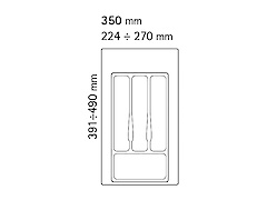 Лоток для столових приладів Volpato 270х490 сірий