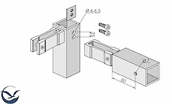 Кріплення з'єднувальне М45 до алюмінієвої квадратної труби 45х45 для меблевих конструкцій
