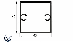 Труба квадратна алюмінієва анодована 45x45x2мм L=2950 мм хром для меблевих конструкцій