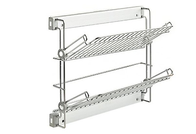 Полка висувна бічна для взуття подвійна ліва Vibo Elite (ASL2SMSXVBC) біла/хром