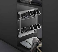 Полка висувна бічна для взуття двуярусна ліва Vibo Elite (ASL2SMDXVBC) біла