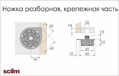 Ніжка кухонна розбірна Scilm, кріпильна частина, чорна