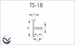 Врізний профіль-обрамлення симетричний TS для плити 18 мм L=5500мм срібло