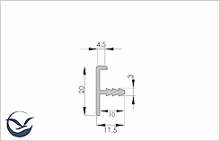 Врізний профіль-обрамлення асиметричний ТГ для плити 18 мм L=5500мм срібло