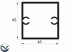 Труба алюминиевая квадратная с приливом 45х45