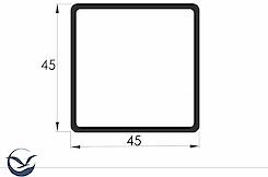 Труба квадратна пустотіла алюмінієва анодована 45х45, чорний Brush для меблевих конструкцій довжина 5,95м (ціна 1пог.м)