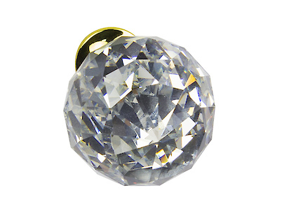 Мебельная ручка кнопка GTV Crystal A d=40мм, золото, кристалл