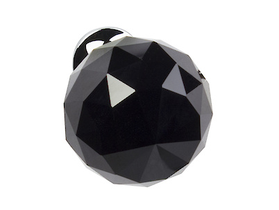 Мебельная ручка кнопка GTV Crystal A d=40мм, хром, черный кристалл