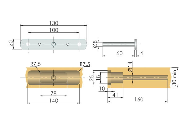 Крепление для скрытого полкодержателя Triade Italiana