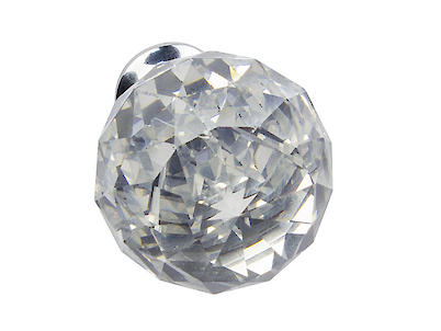 Мебельная ручка кнопка GTV Crystal A d=40мм, хром, кристалл