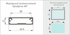 Фасадный рамочный профиль алюминиевый М-7 схема