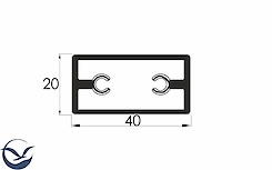Труба прямокутна алюмінієва анодована з приливами 40х20, натуральний алюміній для меблевих конструкцій довжина 5,95м (ціна 1пог.м)