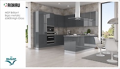 MDF-панель Rehau 19.6мм Rauvisio Brilliant Bigio metallic 6340B HG (Серебристый антрацит) 