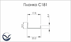 Планка торцева асиметрична алюмінієва для плити 18 мм L = 5500мм золото (С181)