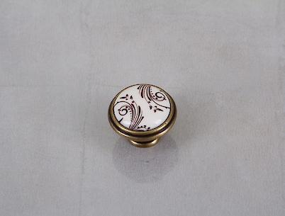 Мебельная ручка-кнопка Giusti РГ 514 P77.01.H2.D1G старое золото с керамикой