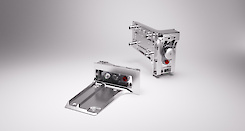 Прихований меблевий регульований підвіс Italiana Ferramenta LIBRA H7 (лівий) для коробів верхнього і нижнього ярусів під запрессовку для планки.