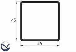 Труба квадратная алюминиевая 45x45x2мм L= 5950 мм белая для мебельных конструкций
