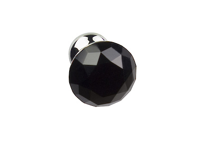 Мебельная ручка кнопка GTV Crystal B d=25мм, хром, черный кристалл